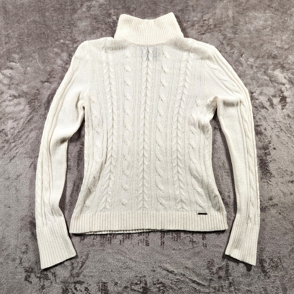 Y2K Abercrombie Fitch Sweater Womens Medium Cable Knit Turtleneck Academia